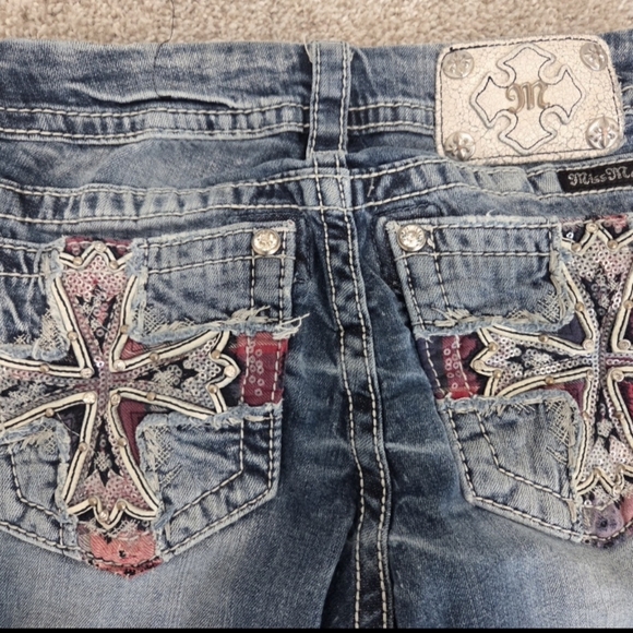 Miss Me Distressed Blue Flare Jeans - Picture 3 of 4